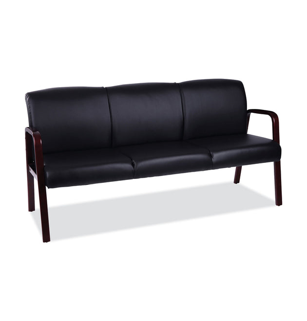 Alera Reception Lounge WL 3-Seat Sofa, 65.75w x 26d.13 x 33h, Black/Mahogany