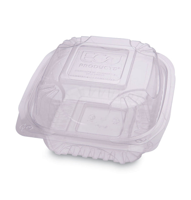 Clear Clamshell Hinged Food Containers, 6 x 6 x 3, Plastic, 80/Pack, 3 Packs/Carton