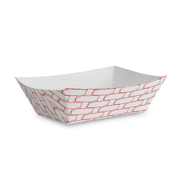 Paper Food Baskets, 1 lb Capacity, Red/White, 1,000/Carton