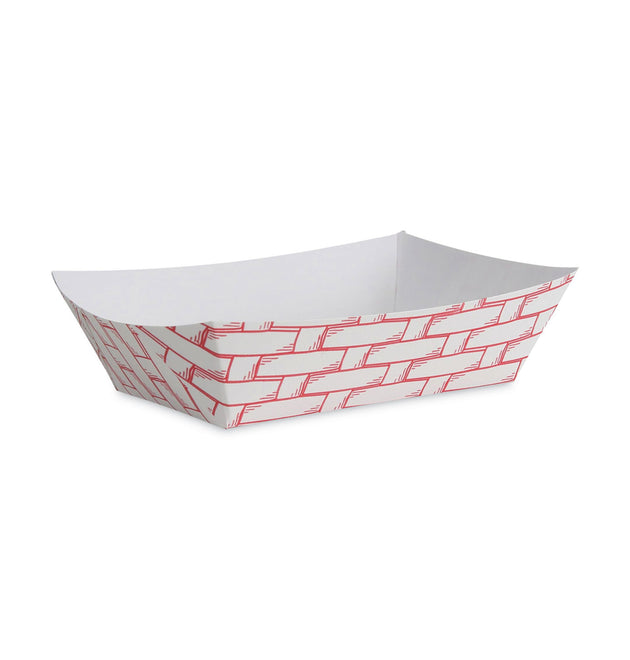 Paper Food Baskets, 2 lb Capacity, Red/White, 1,000/Carton