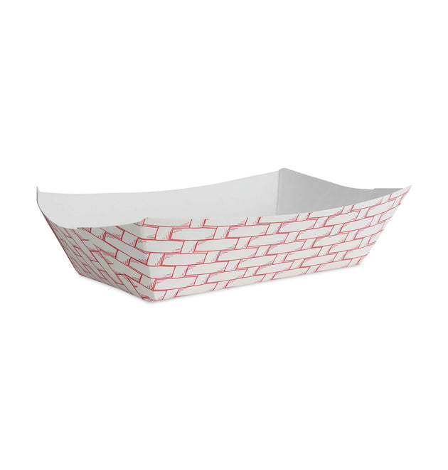 Paper Food Baskets, 5 lb Capacity, Red/White, 500/Carton