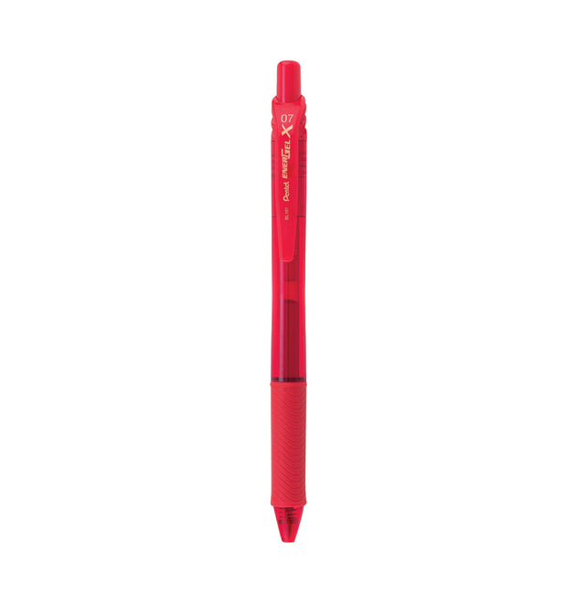 EnerGel-X Gel Pen, Retractable, Medium 0.7 mm, Red Ink, Translucent Red/Red Barrel, Dozen