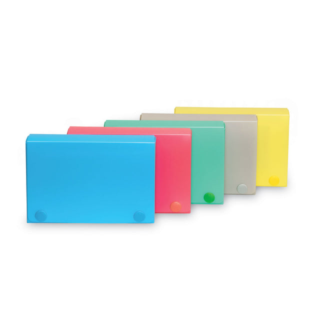 Index Card Case, Holds 100 3 x 5 Cards, 5.38 x 1.25 x 3.5, Polypropylene, Assorted Colors