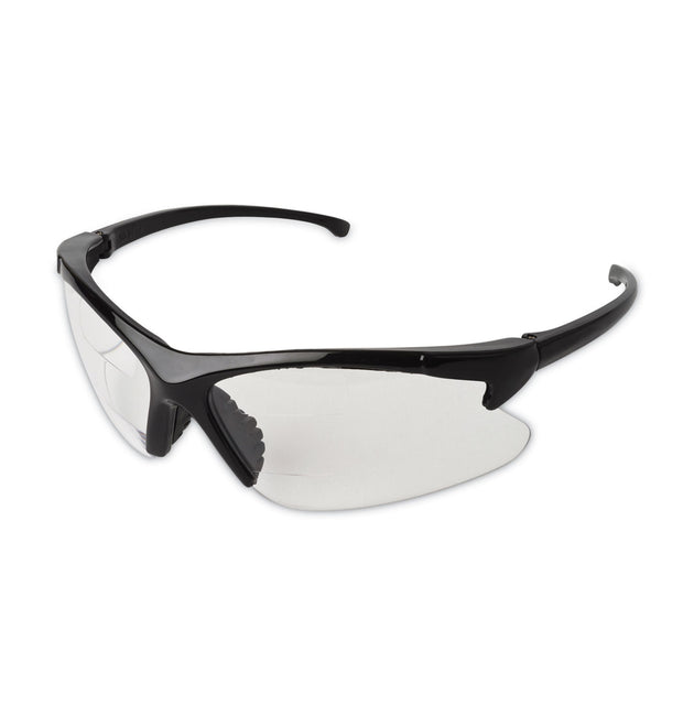 Dual Readers Safety Glasses, 2.0 Diopter, Black Frame, Clear Hardcoat Scratch-Resistant Lens