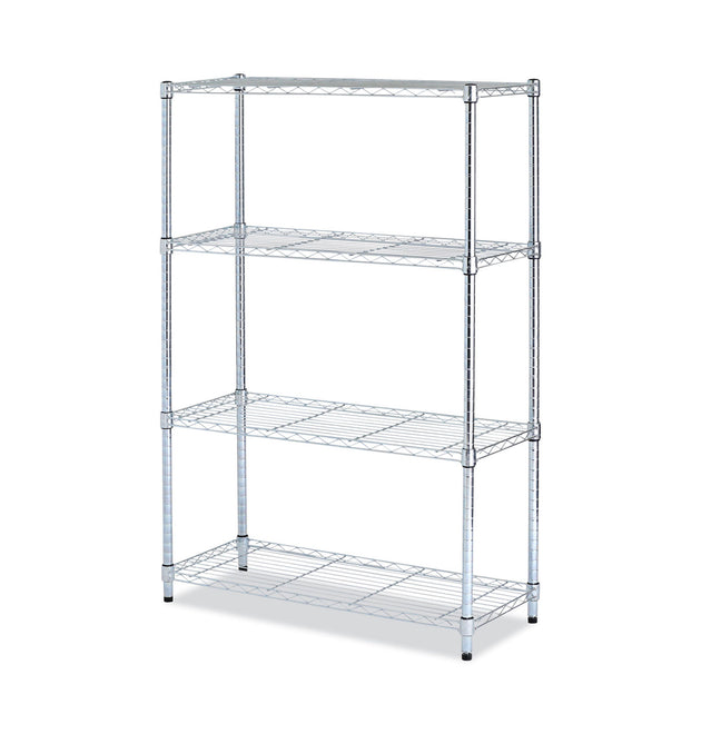 Residential Wire Shelving, Four-Shelf, 36w x 14d x 54h, Silver