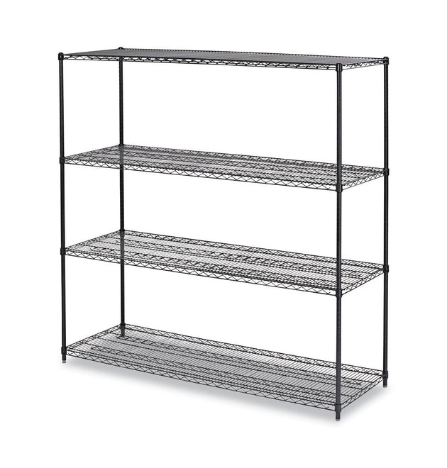 BA Plus Wire Shelving Kit, Four-Shelf, 72w x 24d x 72h, Black Anthracite Plus