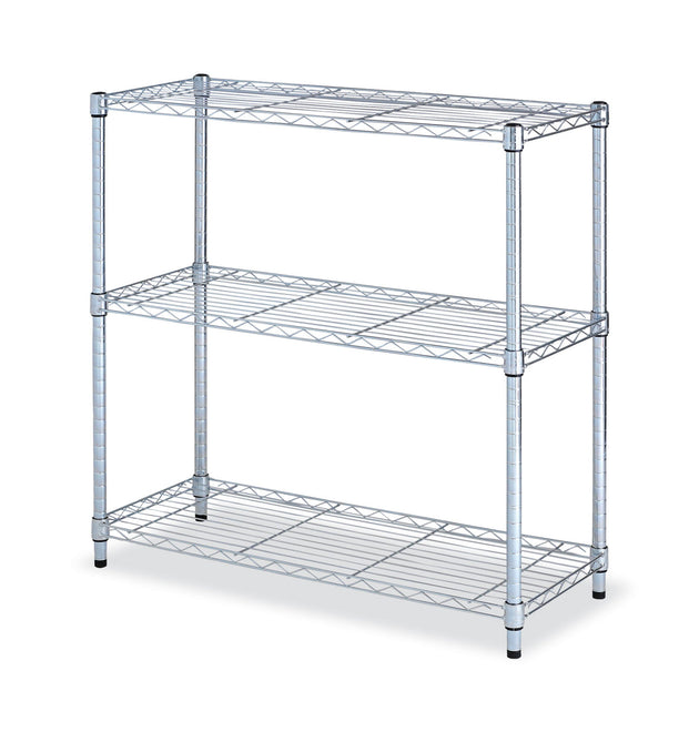 Residential Wire Shelving, Three-Shelf, 36w x 14d x 36h, Silver