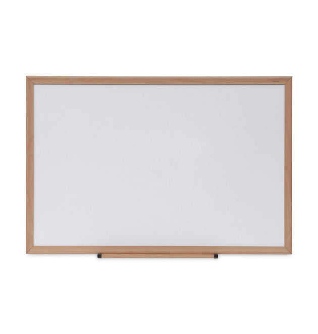 Deluxe Melamine Dry Erase Board, 36 x 24, Melamine White Surface, Oak Fiberboard Frame