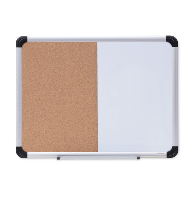 Cork/Dry Erase Board, Melamine, 24 x 18, Tan/White Surface, Gray/Black Aluminum/Plastic Frame