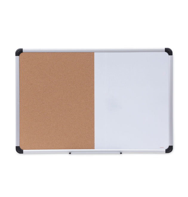 Cork/Dry Erase Board, Melamine, 36 x 24, Tan/White Surface, Gray/Black Aluminum/Plastic Frame