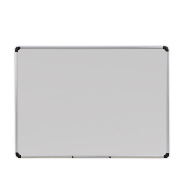 Deluxe Porcelain Magnetic Dry Erase Board, 48 x 36, White Surface, Silver/Black Aluminum Frame