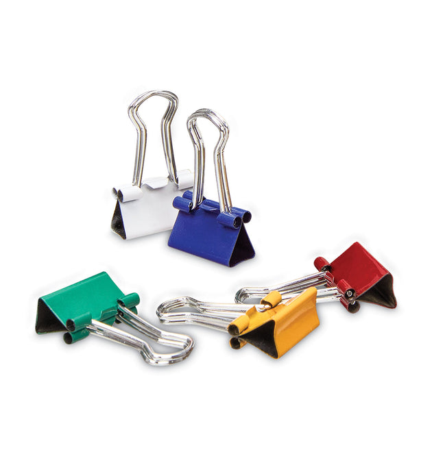 Binder Clips with Storage Tub, Mini, Assorted Colors, 60/Pack