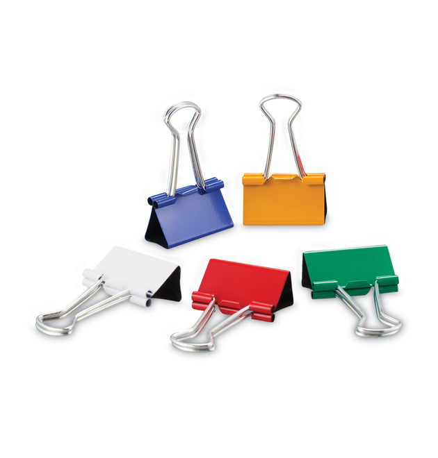 Binder Clips with Storage Tub, Medium, Assorted Colors, 24/Pack