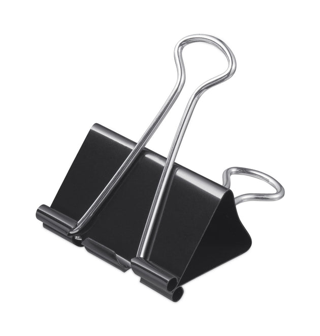 Binder Clips with Storage Tub, Large, Black/Silver, 12/Pack