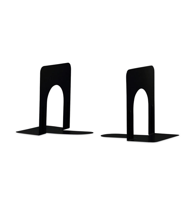 Economy Bookends, Nonskid, 4.75 x 5.25 x 5, Heavy Gauge Steel, Black, 1 Pair