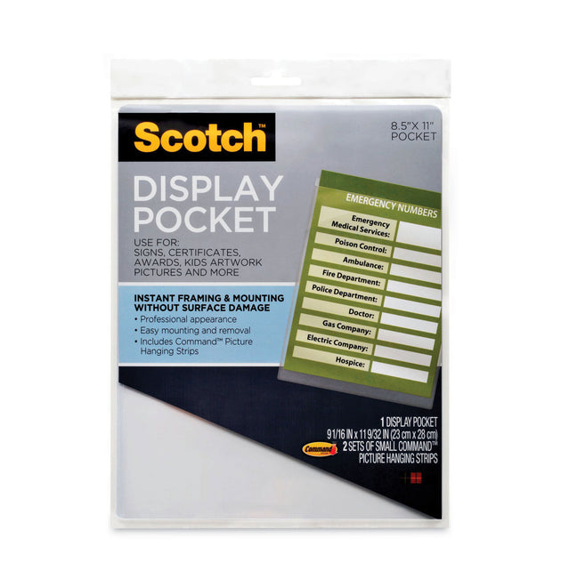 Display Pocket, Removable Interlocking Fasteners, Plastic, 8.5 x 11, Clear