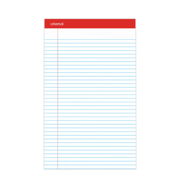 Perforated Ruled Writing Pads, Wide/Legal Rule, Red Headband, 50 White 8.5 x 14 Sheets, Dozen