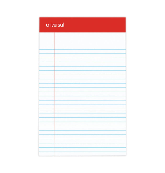 Perforated Ruled Writing Pads, Narrow Rule, Red Headband, 50 White 5 x 8 Sheets, Dozen