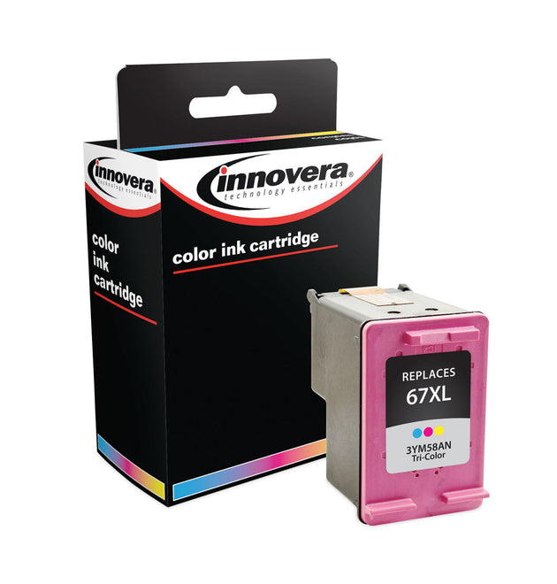 Remanufactured Tri-Color Ink, Replacement for 67XL (3YM58AN), 200 Page-Yield