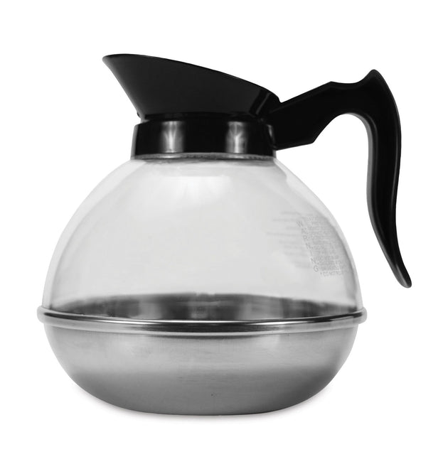 Unbreakable Regular Coffee Decanter, 12-Cup, Stainless Steel/Polycarbonate, Black Handle