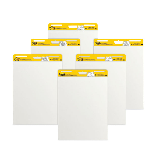 Vertical-Orientation Self-Stick Easel Pad Value Pack, Unruled, 25 x 30, White, 30 Sheets, 6/Carton