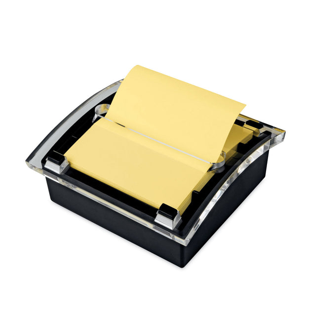 Clear Top Pop-up Note Dispenser, For 3 x 3 Pads, Black, Includes 50-Sheet Pad of Canary Yellow Pop-up Pad