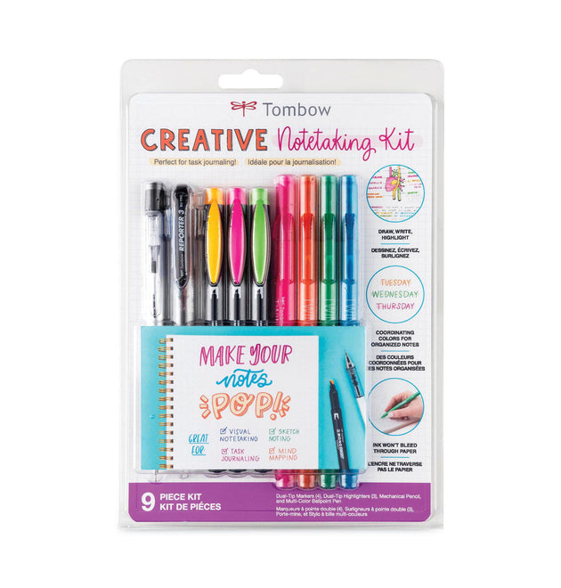 Creative Notetaking Kit, 0.7mm Ballpoint Pen, 0.5mm HB Pencil, (4) Bullet/Chisel Tip Markers,(3) Chisel/Fine Tip Highlighters