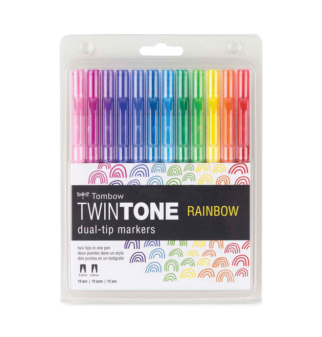 TwinTone Dual-Tip Markers, Extra-Fine/Broad Tips, Assorted Colors, Dozen