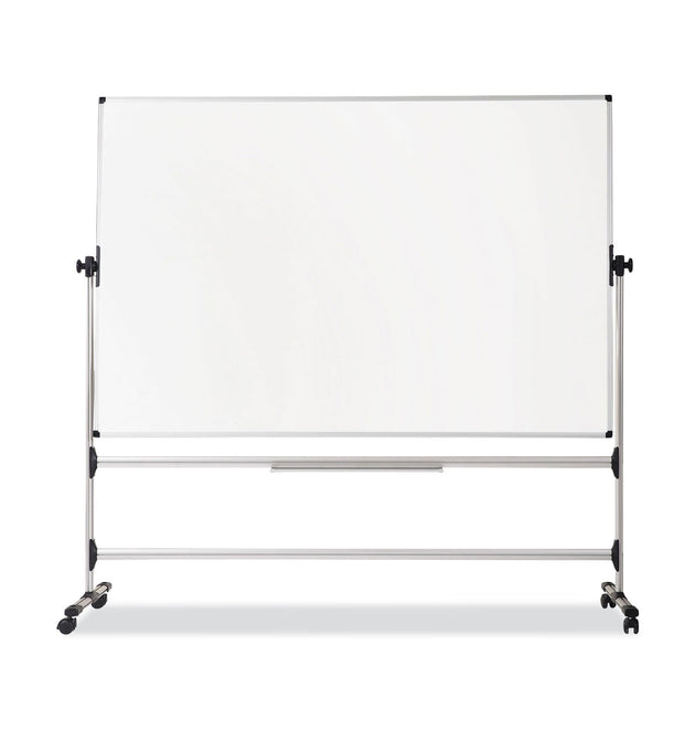 Earth Silver Easy Clean Mobile Revolver Dry Erase Boards, 36 x 48, White Surface, Silver Steel Frame