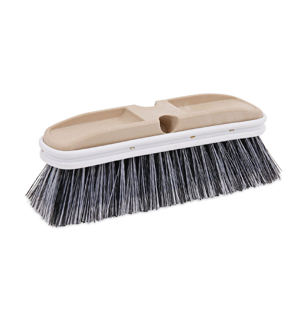 Polystyrene Vehicle Brush with Vinyl Bumper, Black/White Polystyrene Bristles, 10