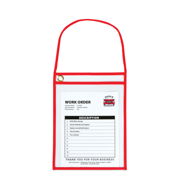 1-Pocket Shop Ticket Holder w/Setrap and Red Stitching, 75-Sheet, 9 x 12, 15/Box