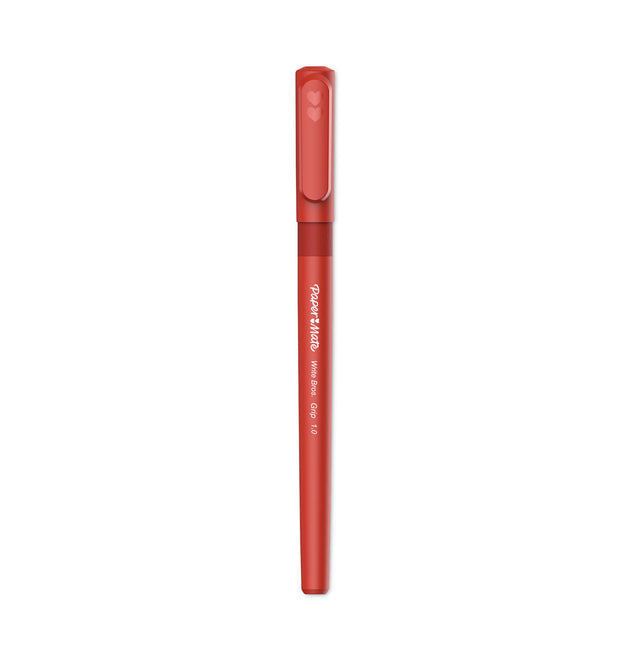 Write Bros. Grip Ballpoint Pen, Stick, Medium 1 mm, Red Ink, Red Barrel, Dozen