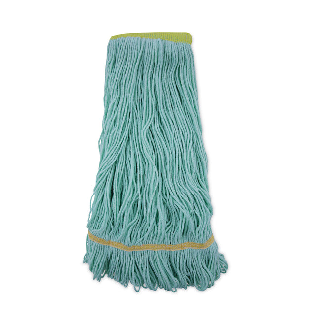 EcoMop Looped-End Mop Head, Recycled Fibers, Extra Large Size, Green, 12/CT