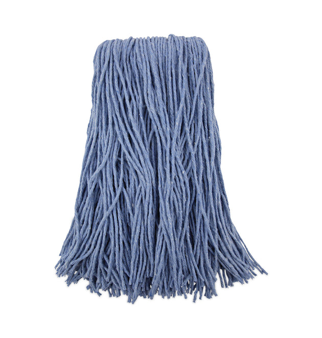 Mop Head, Standard Head, Cotton/Synthetic Fiber, Cut-End, #24, Blue, 12/Carton