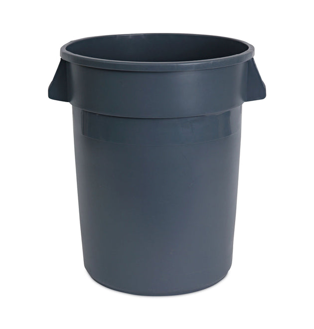 Round Waste Receptacle, 32 gal, Linear-Low-Density Polyethylene, Gray