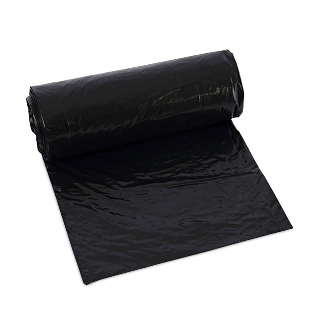 Low-Density Waste Can Liners, 16 gal, 1 mil, 24 x 32, Black, 10 Bags/Roll, 15 Rolls/Carton