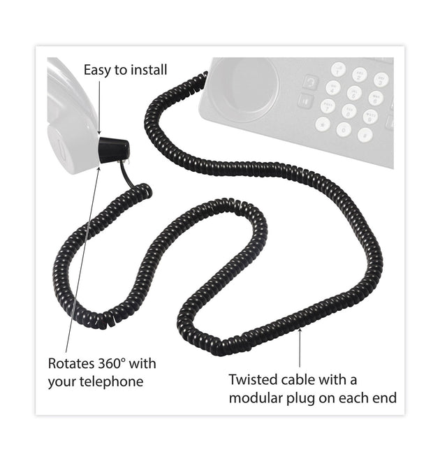 Twisstop Detangler with Coiled, 25-Foot Phone Cord, Black