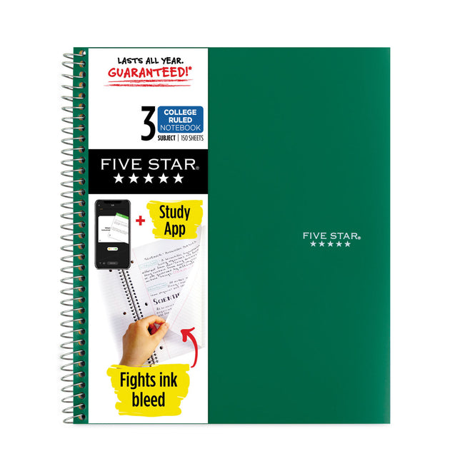 Wirebound Notebook with Four Pockets, 3-Subject, Medium/College Rule, Randomly Assorted Cover Color, (150) 11 x 8.5 Sheets