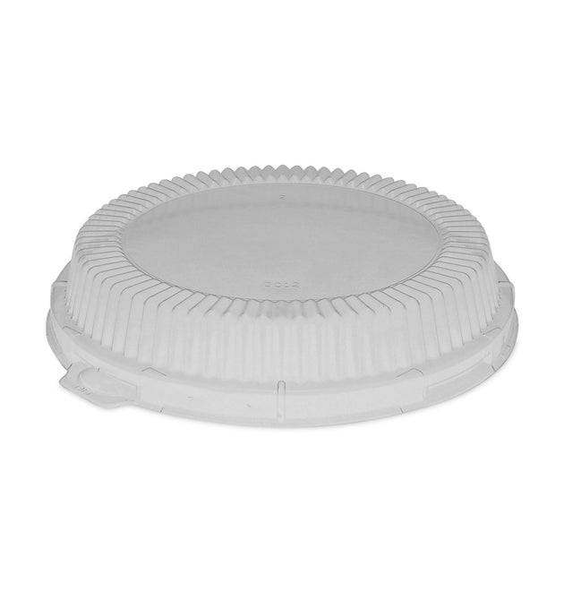 ClearView Dome-Style Lid with Tabs, Fluted, 8.88 x 8.88 x 0.75, Clear, Plastic, 504/Carton