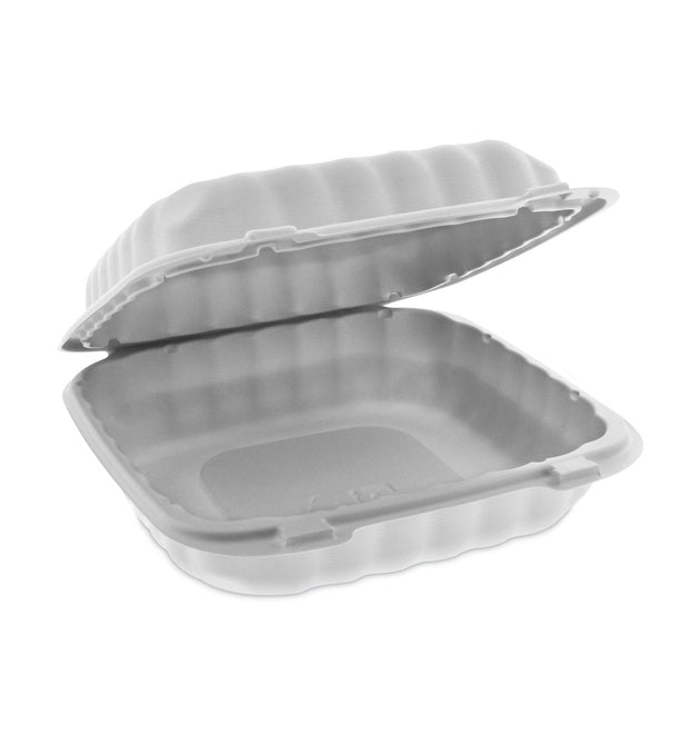 EarthChoice SmartLock Microwavable MFPP Hinged Lid Container, 8.31 x 8.35 x 3.1, White, Plastic, 200/Carton