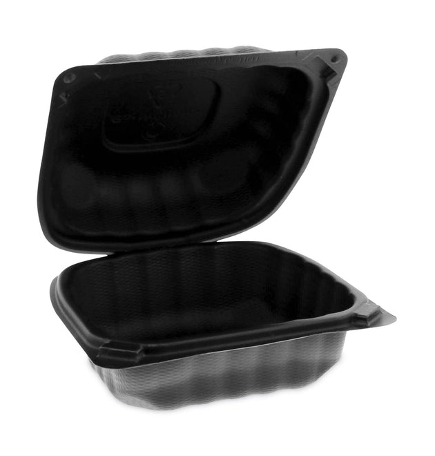 EarthChoice SmartLock Microwavable MFPP Hinged Lid Container, 5.75 x 5.95 x 3.1, Black, Plastic, 400/Carton