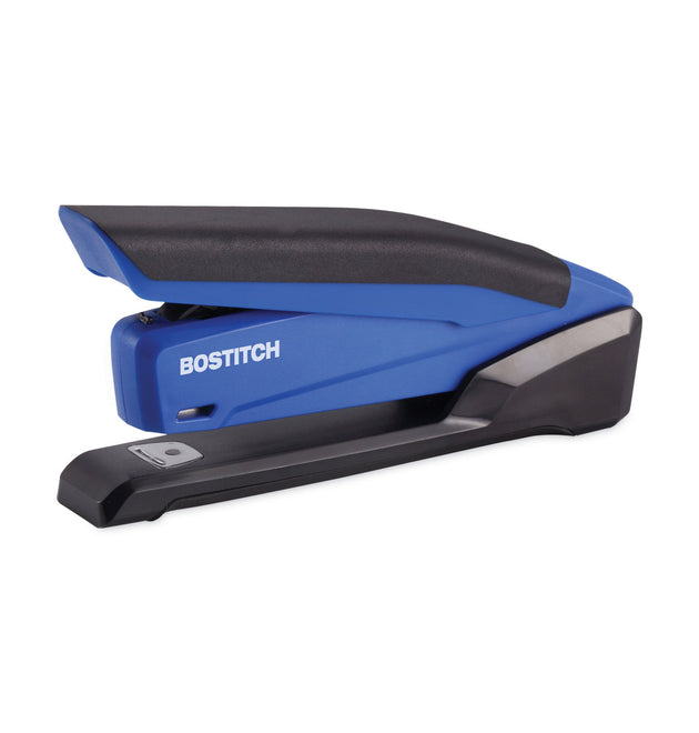 InPower Spring-Powered Desktop Stapler with Antimicrobial Protection, 20-Sheet Capacity, Blue/Black