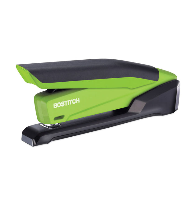 InPower Spring-Powered Desktop Stapler with Antimicrobial Protection, 20-Sheet Capacity, Green/Black