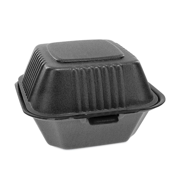 SmartLock Foam Hinged Lid Container, Sandwich, 5.75 x 5.75 x 3.25, Black, 504/Carton