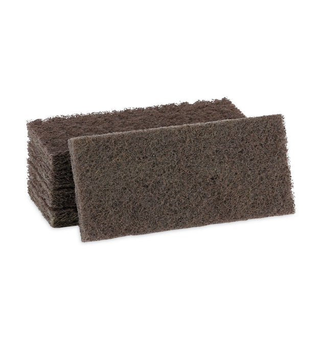 Heavy-Duty Scour Pad, 4.63 x 10, Brown, 20/Carton