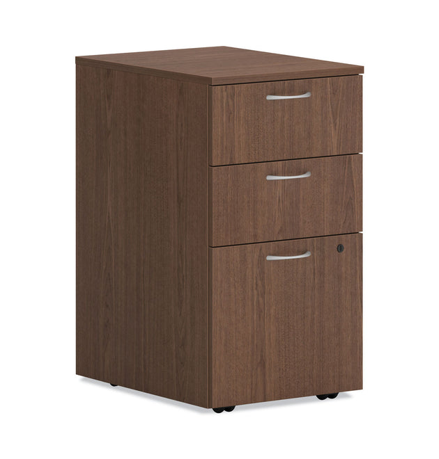 Mod Mobile Pedestal, Left or Right, 3-Drawers: Box/Box/File, Legal/Letter, Sepia Walnut, 15