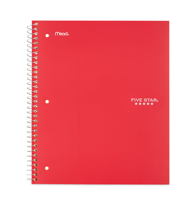 Wirebound Notebook with Two Pockets, 1-Subject, Wide/Legal Rule, Red Cover, (100) 10.5