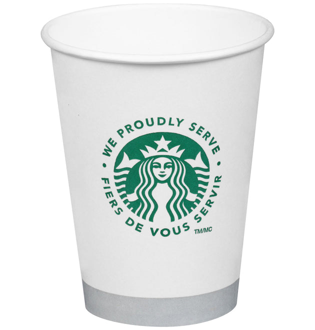 Hot Cups, 12 oz, White with Green Starbucks Logo, 1,000/Carton