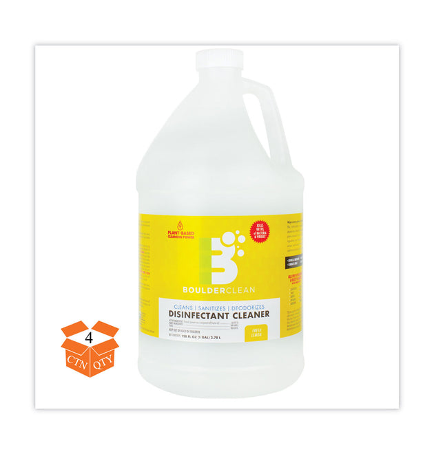 Disinfectant Cleaner, Lemon Scent, 128 oz Bottle, 4/Carton