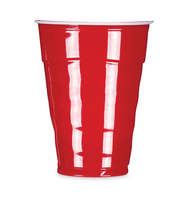 Easy Grip Disposable Plastic Party Cups, 18 oz, Red, 50/Pack, 8 Packs/Carton